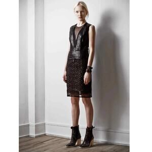 Reed Karkoff Laminated Lace Sheer Polka Dot Black Peplum Cocktail Dress 4